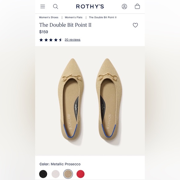 Rothy’s The Double Bit Point 2 Metallic Prosecco Women’s US Size 7 - Picture 13 of 13